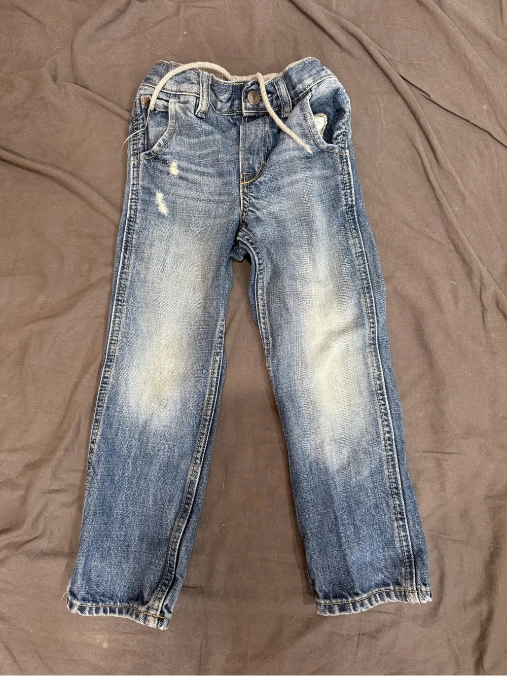 GAP Blue Faded Boys' Straight-Leg Jeans with Drawstring